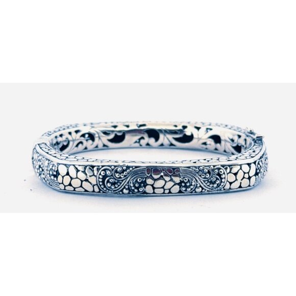 Estate Sarda Sterling Silver 925 Filigree Hinged Bangle Bracelet 6" 38.1g - Picture 1 of 13